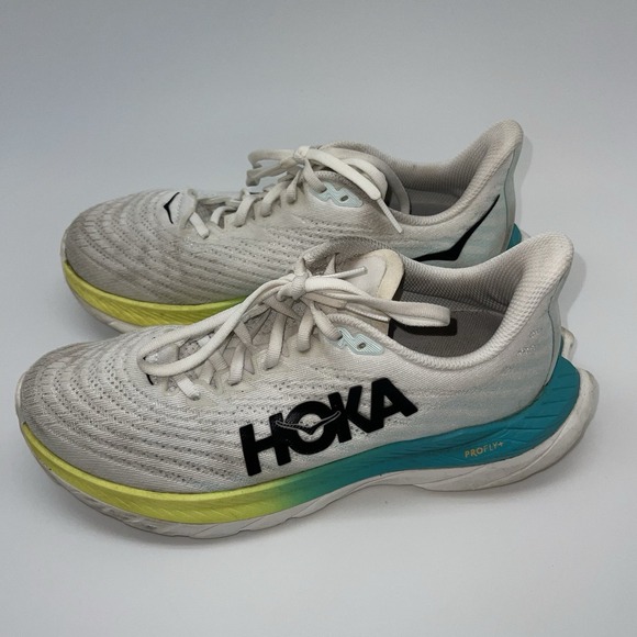 Hoka One One Sneakers Womens 8 B Mach 5‎ 1127894 WBGL White Running Gym Shoes - Picture 2 of 8